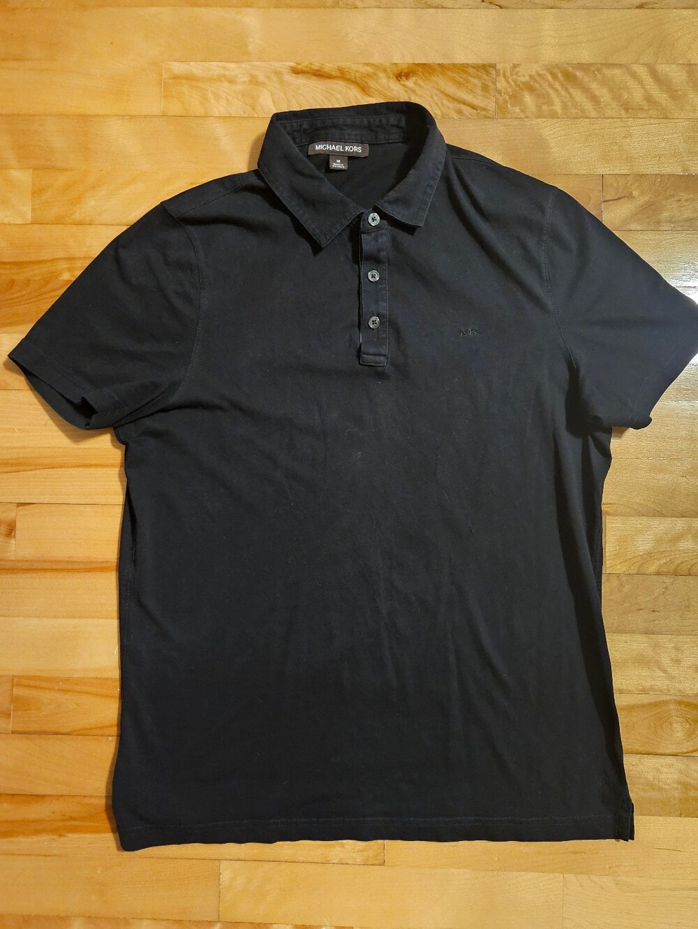 Michael Kors Plain Black Lightweight Polo Shirt Size M